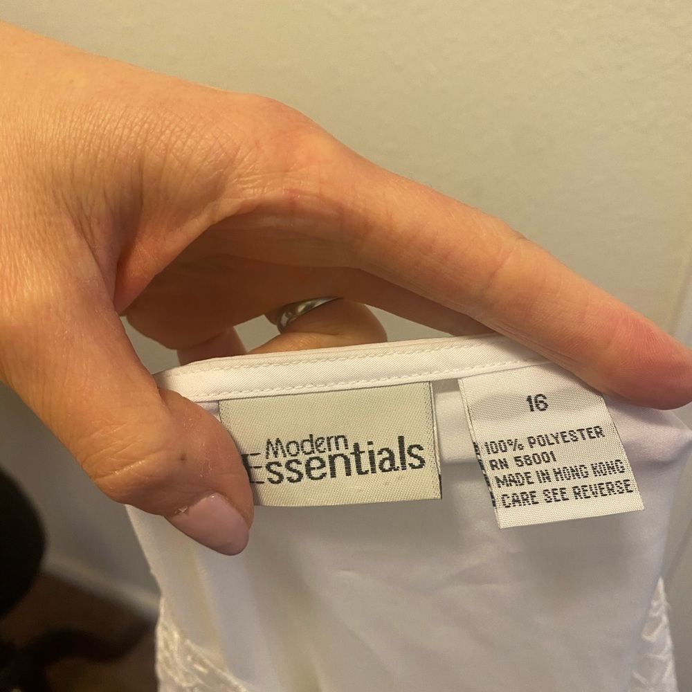 2 FOR $20 Vintage Sears Modern White Eyelet Blouse Top 80s Shoulder pads NEW 16 - Picture 6 of 6